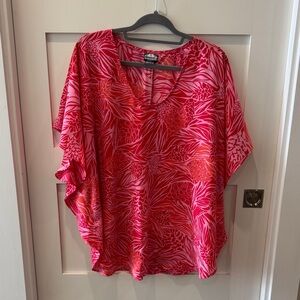 Manuheali’i Red and Pink Tropical Blouse